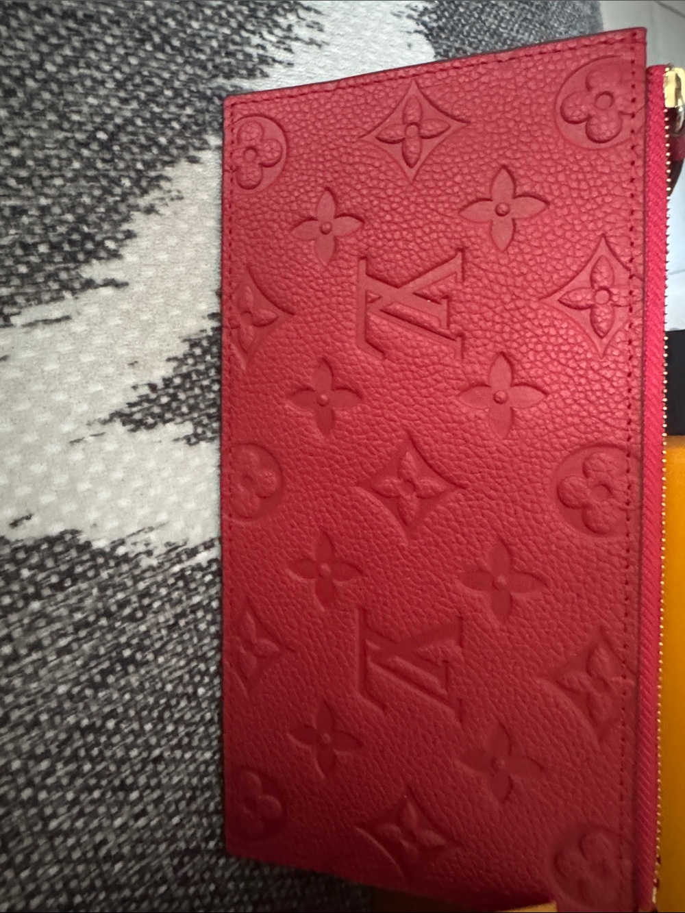 Louis Vuitton Red Monogram Embossed Chain Wallet Trio - Picture 2 of 6